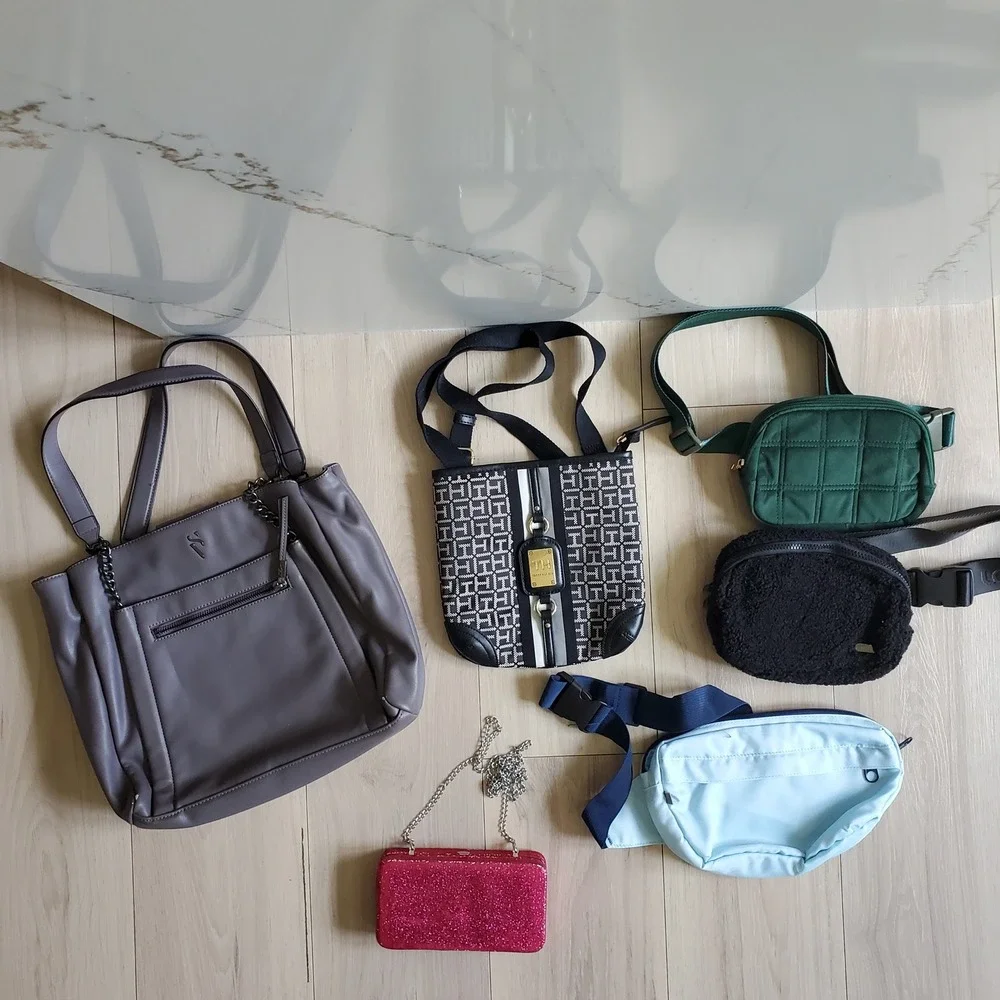 Womens Handbag Bundle Lot 6Pc Crossbody Tote Belt Bag Wallet Mixed Styles